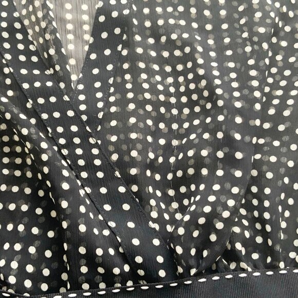 AXCESS Size 14 Semi See Through Black and White Polka Dots Polyester Waisted Top - Picture 2 of 13